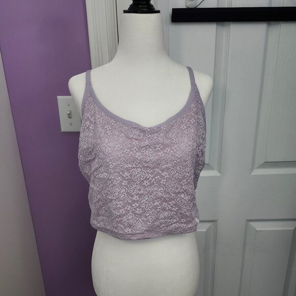 Old Navy Purple Lace Crop Tank Top - Picture 1 of 9